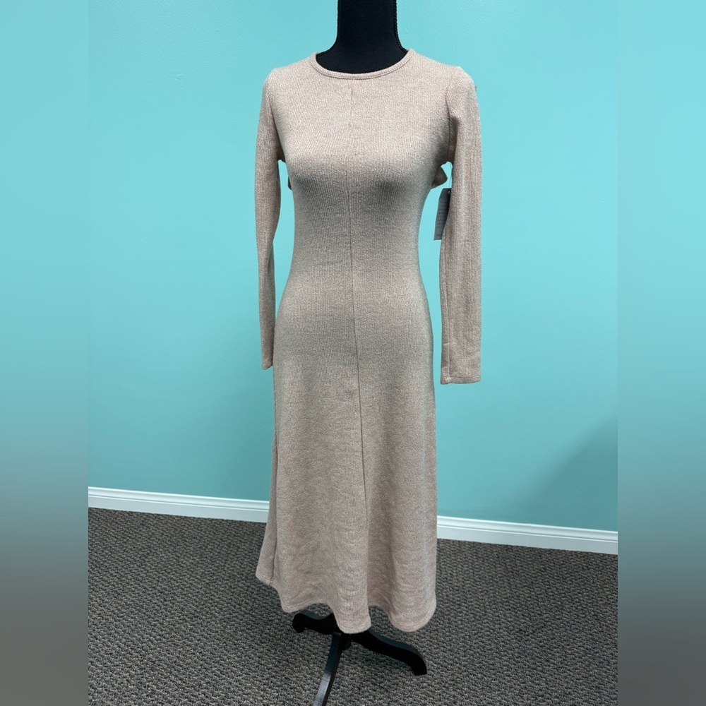 Velvet Torch Ribbed Knit Mini Womens Back Cutout dress in Taupe size M.